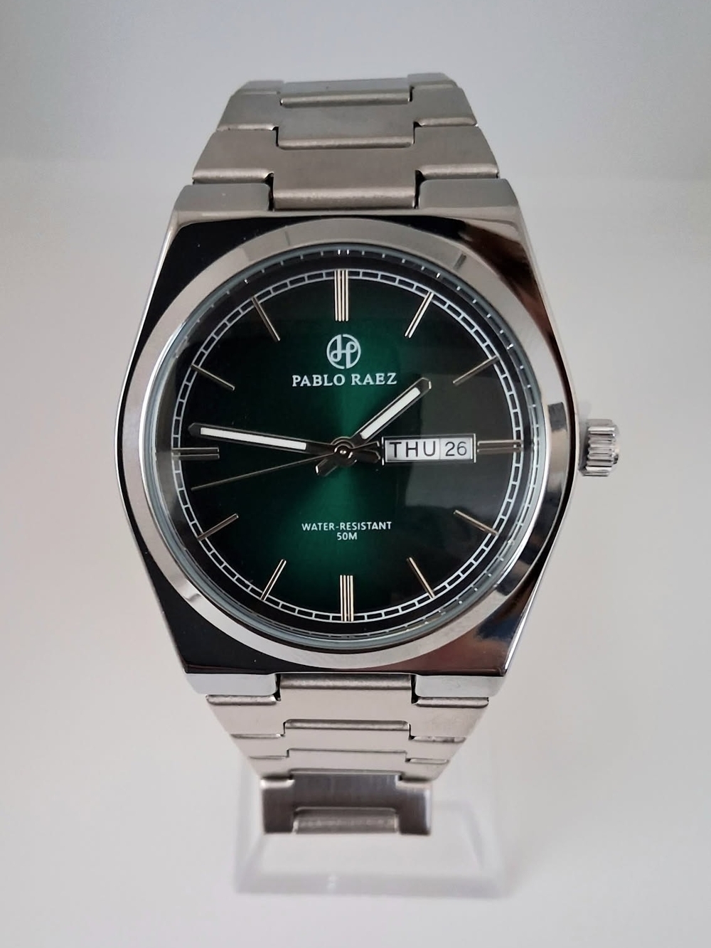Pablo Raez Men's Day/Date Emerald Green Dress Watch GORGEOUS